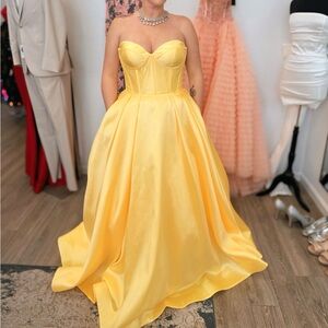 Sherri Hill Radiant Yellow Strapless Dress